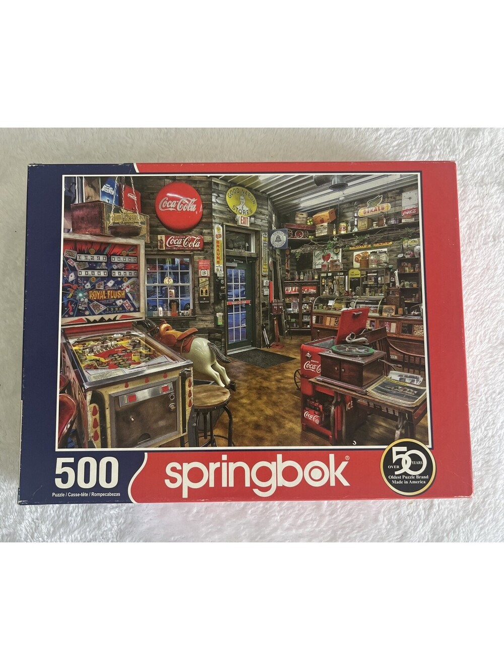 VINTAGE NOSTALGIA! Springbok 500 Pc Puzzle General Store Pinball Coca-Cola